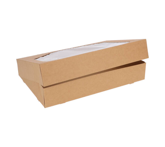 Cateringdozen Bruinkraft met Venster 46 x 31 x 8 cm - middel