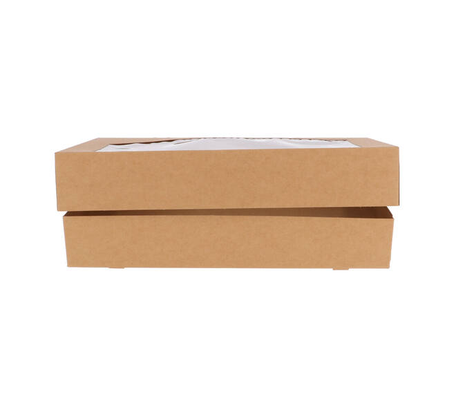 Cateringdozen Bruinkraft met Venster 46 x 31 x 8 cm - middel