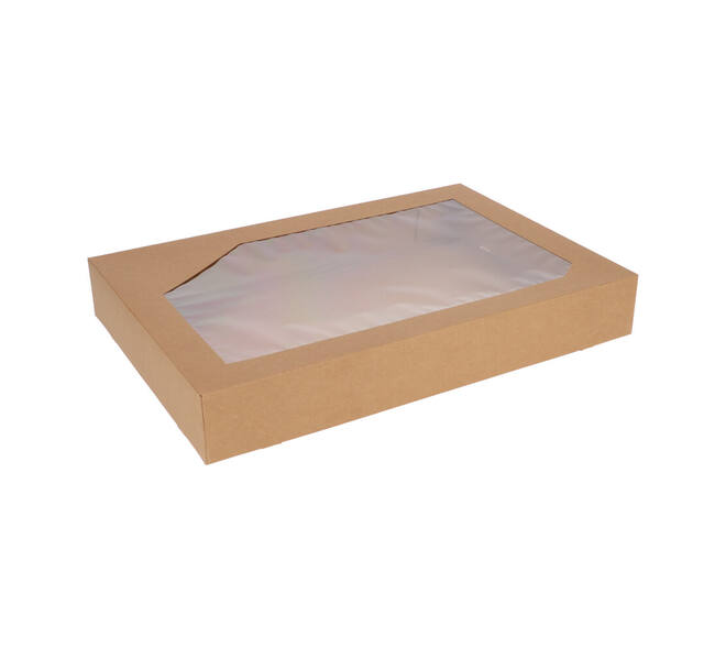 Cateringdozen Bruinkraft met Venster 55,5 x 37,5 x 8 cm - groot