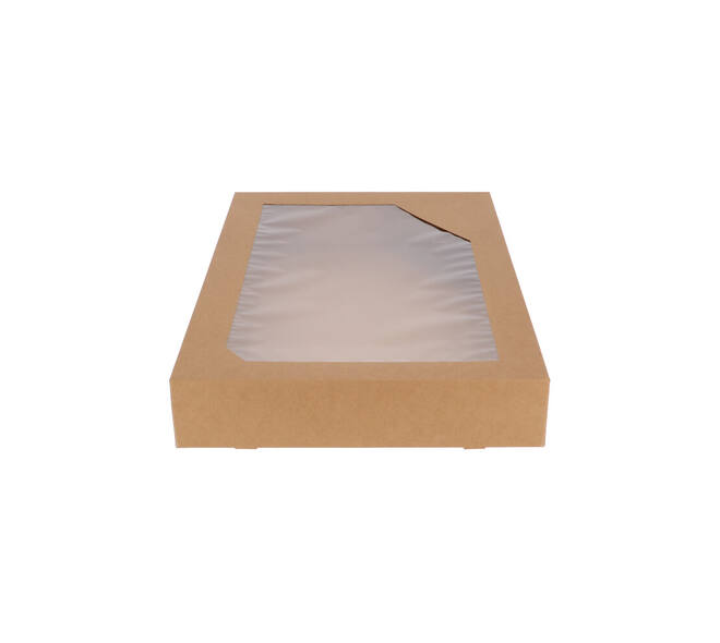 Cateringdozen Bruinkraft met Venster 55,5 x 37,5 x 8 cm - groot