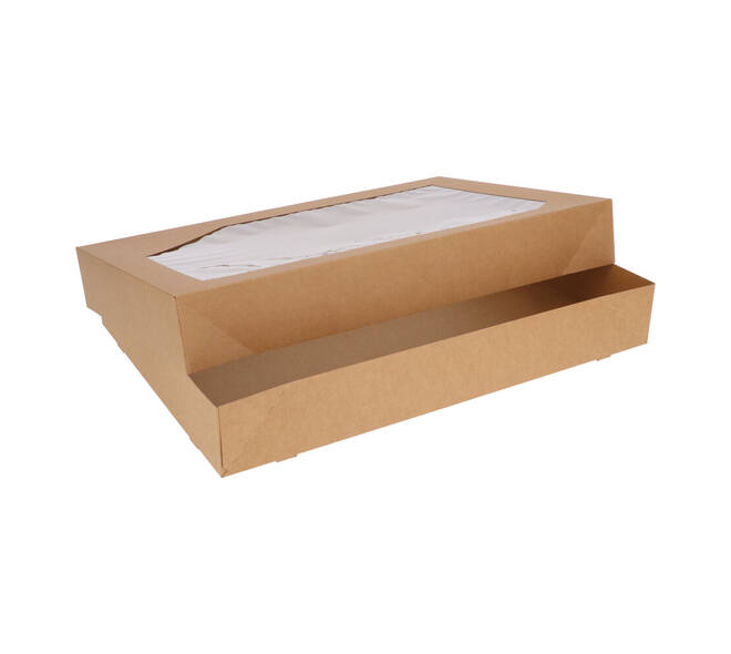 Cateringdozen Bruinkraft met Venster 55,5 x 37,5 x 8 cm - groot