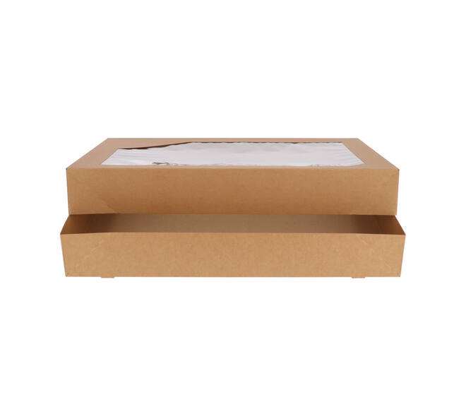 Cateringdozen Bruinkraft met Venster 55,5 x 37,5 x 8 cm - groot