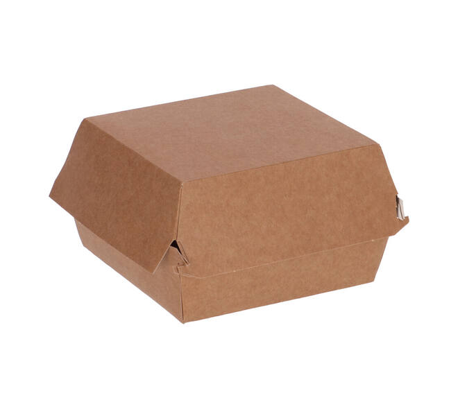 Hamburgerbak karton 115 x 115 x 80 mm wit/ bruin "Paper2Paper"