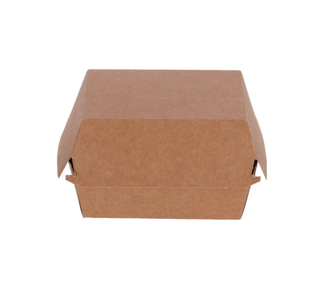 Hamburgerbak karton 115 x 115 x 80 mm wit/ bruin "Paper2Paper"