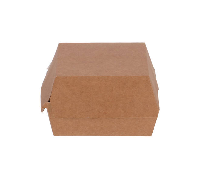 Hamburgerbak karton 115 x 115 x 80 mm wit/ bruin "Paper2Paper"