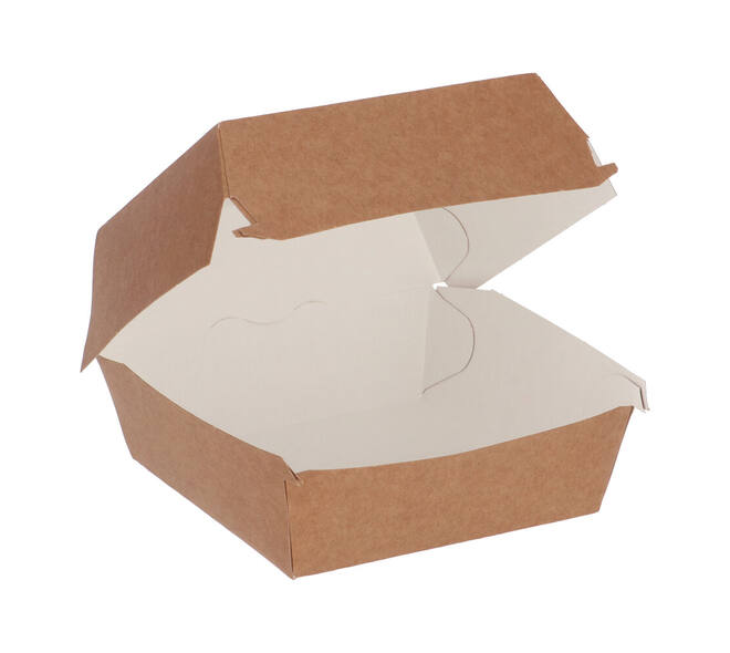 Hamburgerbak karton 115 x 115 x 80 mm wit/ bruin "Paper2Paper"