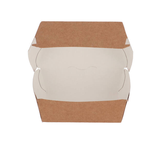 Hamburgerbak karton 115 x 115 x 80 mm wit/ bruin "Paper2Paper"