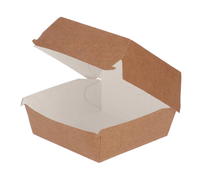Hamburgerbak karton 115 x 115 x 80 mm wit/ bruin "Paper2Paper"