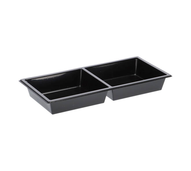 Tapas tray APET 2-vaks 25 x 12 x 3 cm 580 cc zwart - 459402