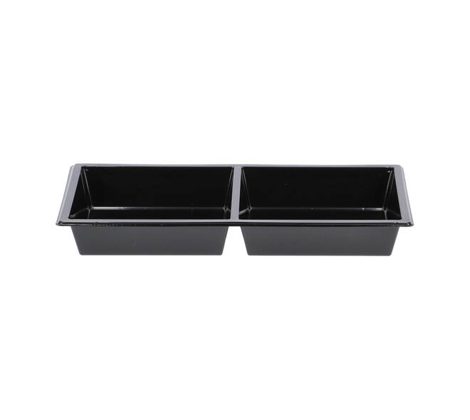 Tapas tray APET 2-vaks 25 x 12 x 3 cm 580 cc zwart - 459402