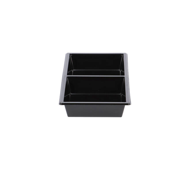 Tapas tray APET 2-vaks 25 x 12 x 3 cm 580 cc zwart - 459402