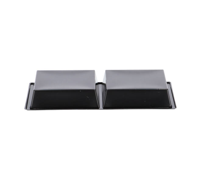 Tapas tray APET 2-vaks 25 x 12 x 3 cm 580 cc zwart - 459402