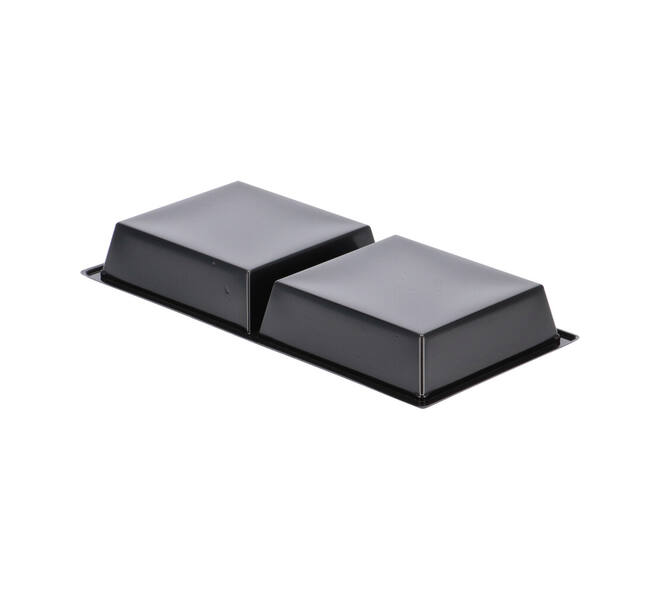 Tapas tray APET 2-vaks 25 x 12 x 3 cm 580 cc zwart - 459402
