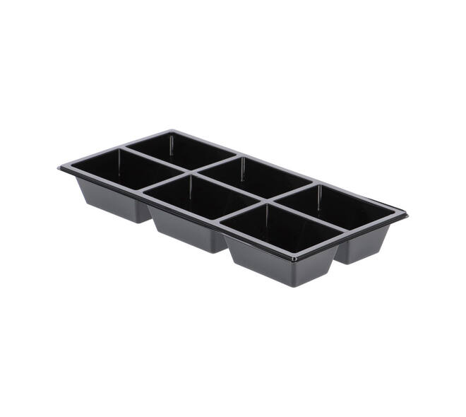 Tapas tray APET 6-vaks 25 x 12 x 3 cm 580 cc zwart - 459406A