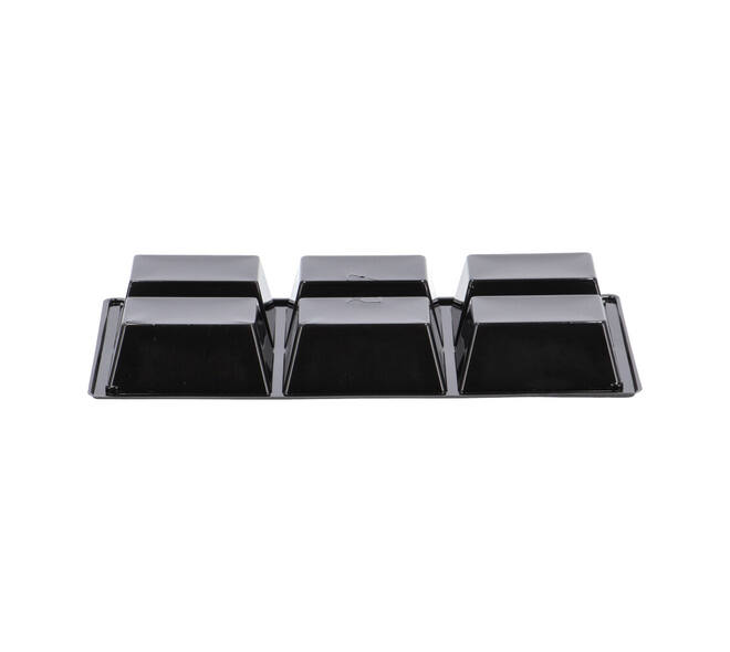 Tapas tray APET 6-vaks 25 x 12 x 3 cm 580 cc zwart - 459406A