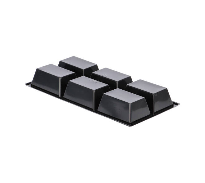 Tapas tray APET 6-vaks 25 x 12 x 3 cm 580 cc zwart - 459406A