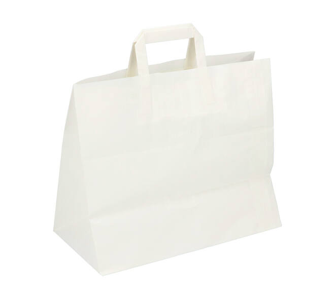 Draagtas papier 32 x 17 x 27 cm 70 gram wit plat handvat
