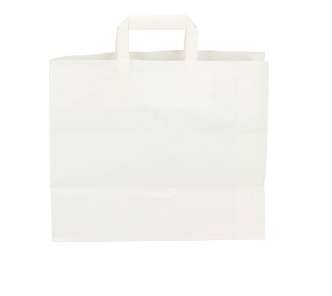 Draagtas papier 32 x 17 x 27 cm 70 gram wit plat handvat