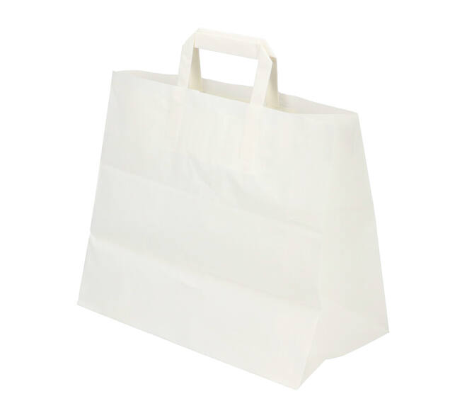 Draagtas papier 32 x 17 x 27 cm 70 gram wit plat handvat