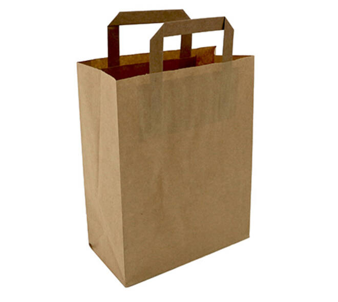 Draagtas papier bruinkraft 22 x 11 x 28 cm 70 grams plat handvat