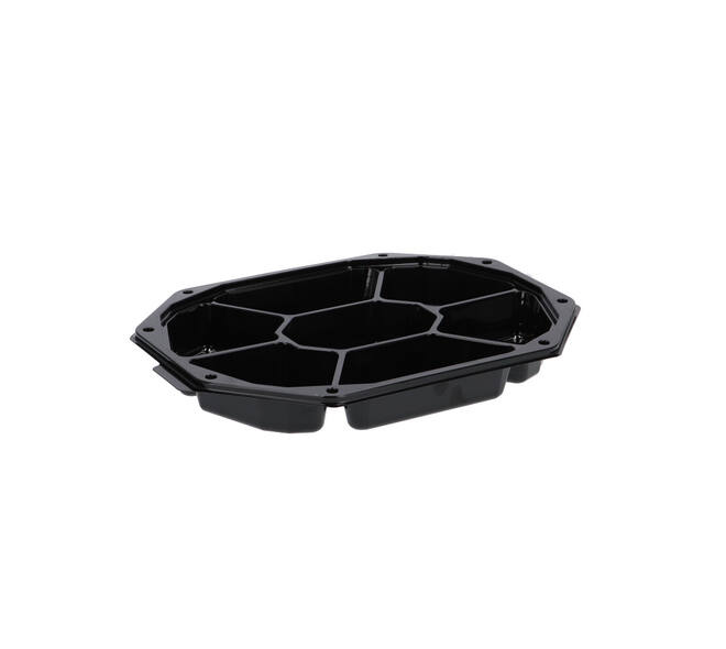 Cateringschaal APET CS 335/250 zwart 8-hoekig 7-vaks