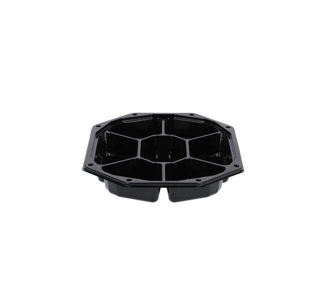 Cateringschaal APET CS 335/250 zwart 8-hoekig 7-vaks