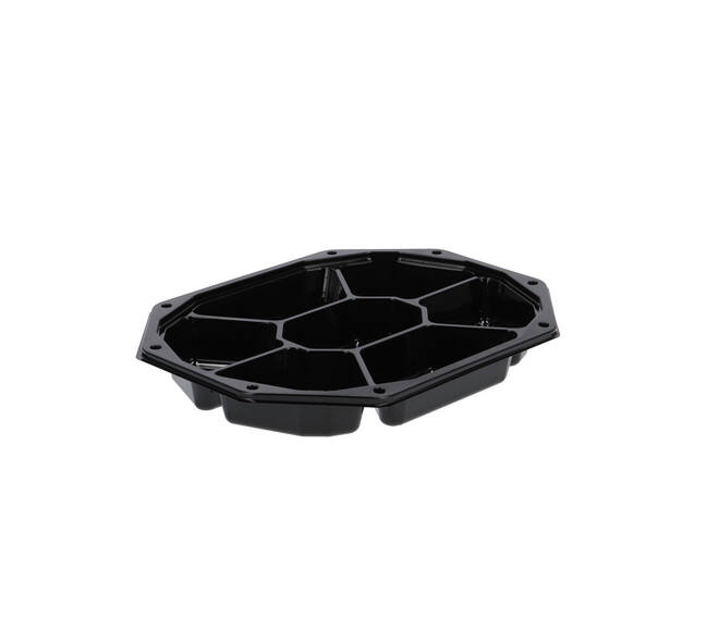 Cateringschaal APET CS 335/250 zwart 8-hoekig 7-vaks