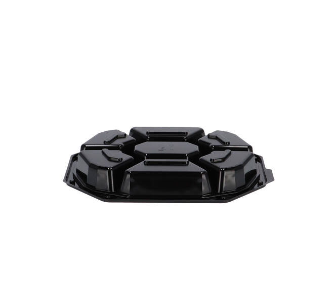 Cateringschaal APET CS 335/250 zwart 8-hoekig 7-vaks