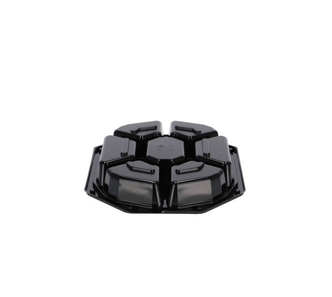 Cateringschaal APET CS 335/250 zwart 8-hoekig 7-vaks