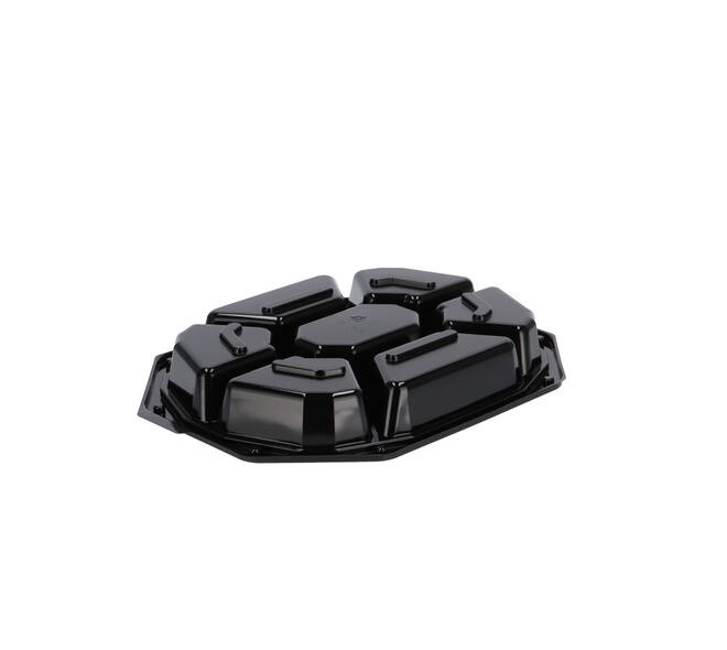 Cateringschaal APET CS 335/250 zwart 8-hoekig 7-vaks
