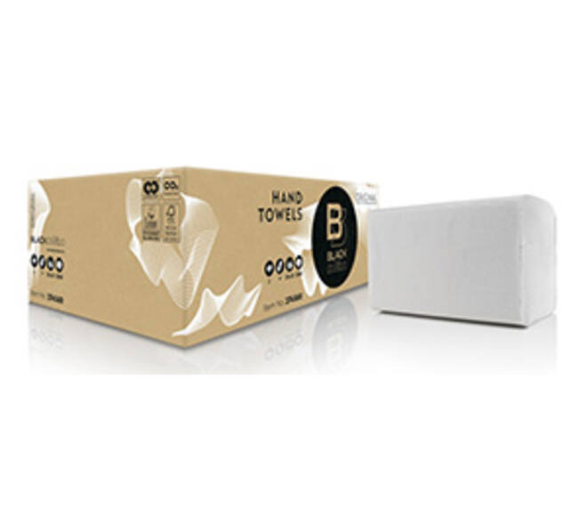 Handdoekjes Satino Ecolabel wit 2-lgs tissue Black V-vw 20 x 23 cm 276500
