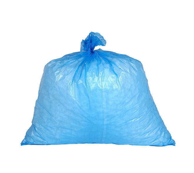 Afvalzak HDPE 63 x 70 cm blauw T15 op rol (á 25 st)