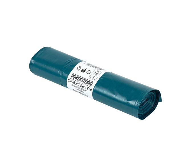 Afvalzak LDPE 65/20 x 125 cm blauw T70 op rol (á 10 st)