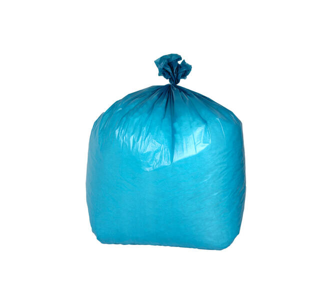 Afvalzak LDPE 65/25 x 140 cm blauw T70 op rol (á 10 st)
