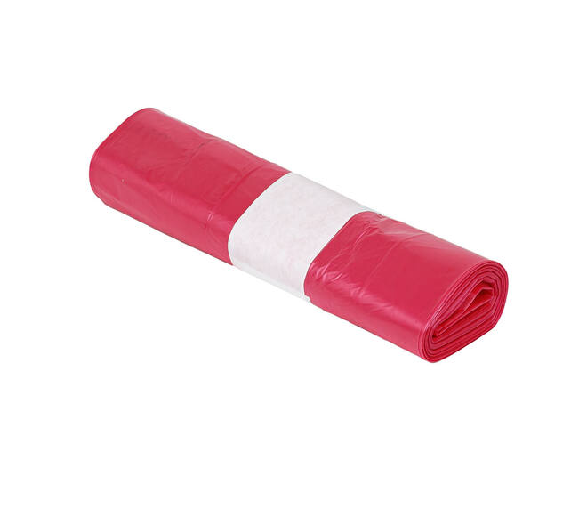 Afvalzak HDPE 58 x 100 cm rood T23 op rol (á 25 st)