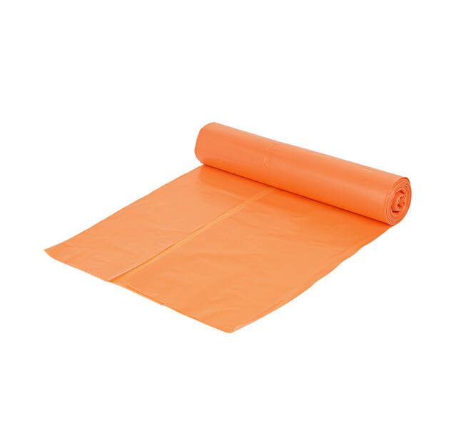 Afvalzak HDPE 70 x 110 cm oranje T50 op rol (á 25 st)