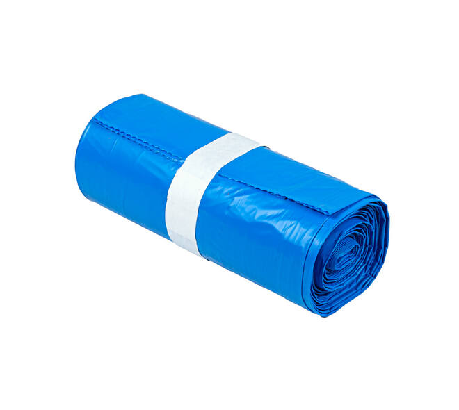 Afvalzak HDPE 90 x 110 cm blauw T40 op rol (á 25 st)