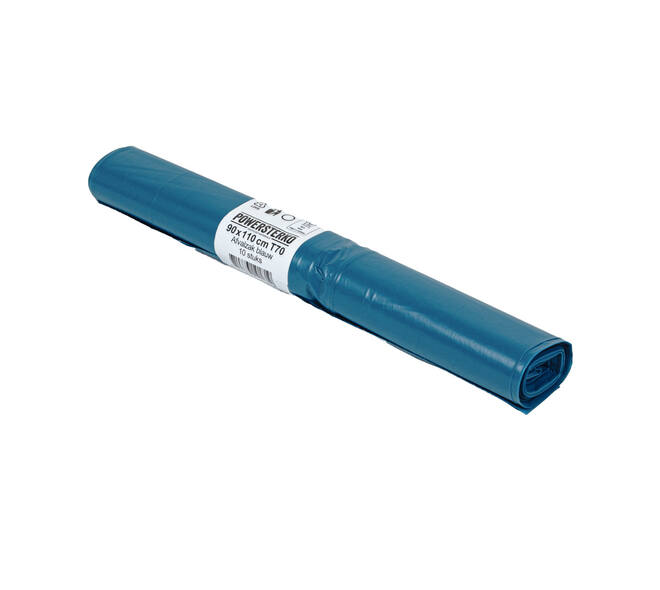 Afvalzak LDPE 90 x 110 cm blauw T70 op rol (á 10 st)
