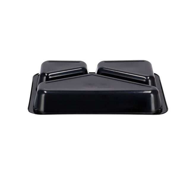 151307 - Menubak CPET 225 x 175 x 34 mm zwart 430/225/165 ml rechthoekig 3-vaks