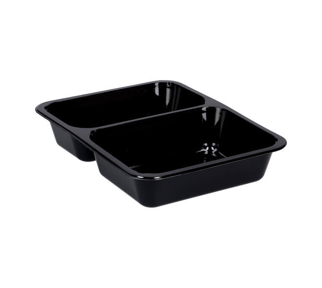 115505 - Menubak CPET 225 x 175 x 43 mm zwart 655/455 ml rechthoekig 2-vaks
