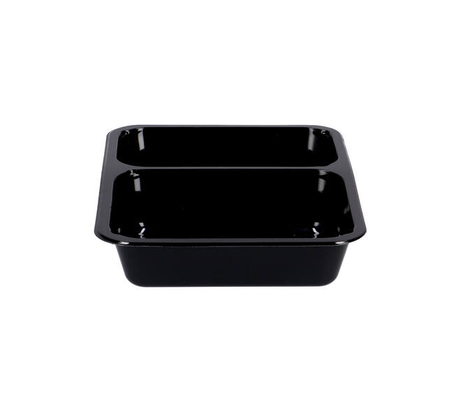 115505 - Menubak CPET 225 x 175 x 43 mm zwart 655/455 ml rechthoekig 2-vaks