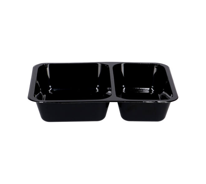 115505 - Menubak CPET 225 x 175 x 43 mm zwart 655/455 ml rechthoekig 2-vaks