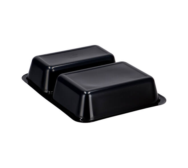 115505 - Menubak CPET 225 x 175 x 43 mm zwart 655/455 ml rechthoekig 2-vaks
