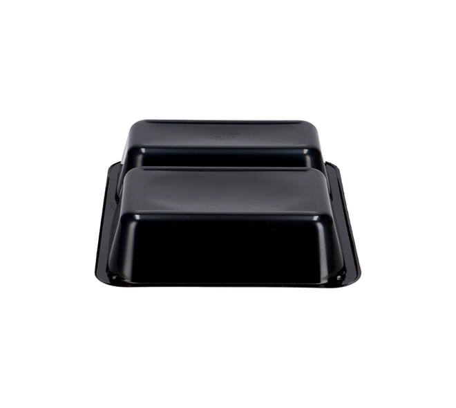 115505 - Menubak CPET 225 x 175 x 43 mm zwart 655/455 ml rechthoekig 2-vaks