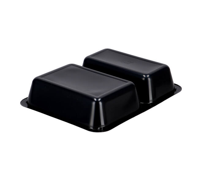 115505 - Menubak CPET 225 x 175 x 43 mm zwart 655/455 ml rechthoekig 2-vaks