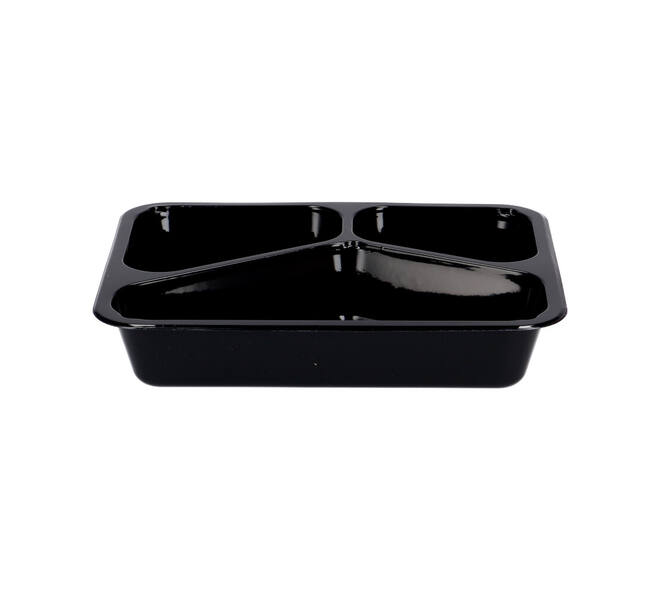 115506 - Menubak CPET 225 x 175 x 43 mm zwart 525/275/205 ml rechthoekig 3-vaks