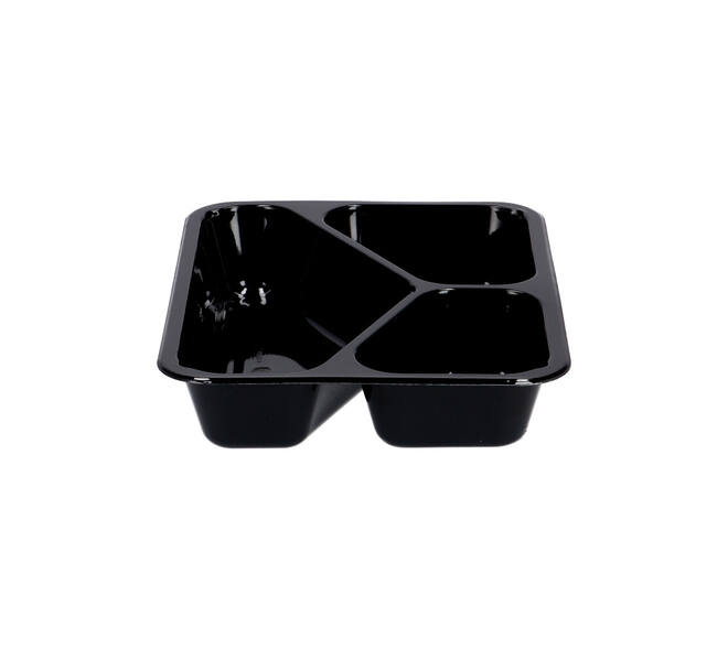 115506 - Menubak CPET 225 x 175 x 43 mm zwart 525/275/205 ml rechthoekig 3-vaks