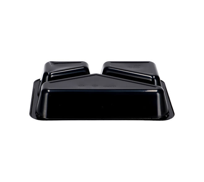 115506 - Menubak CPET 225 x 175 x 43 mm zwart 525/275/205 ml rechthoekig 3-vaks