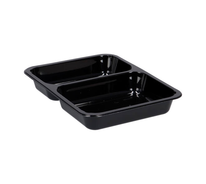151305 - Menubak CPET 225 x 175 x 35 mm zwart 515/370 ml rechthoekig 2-vaks