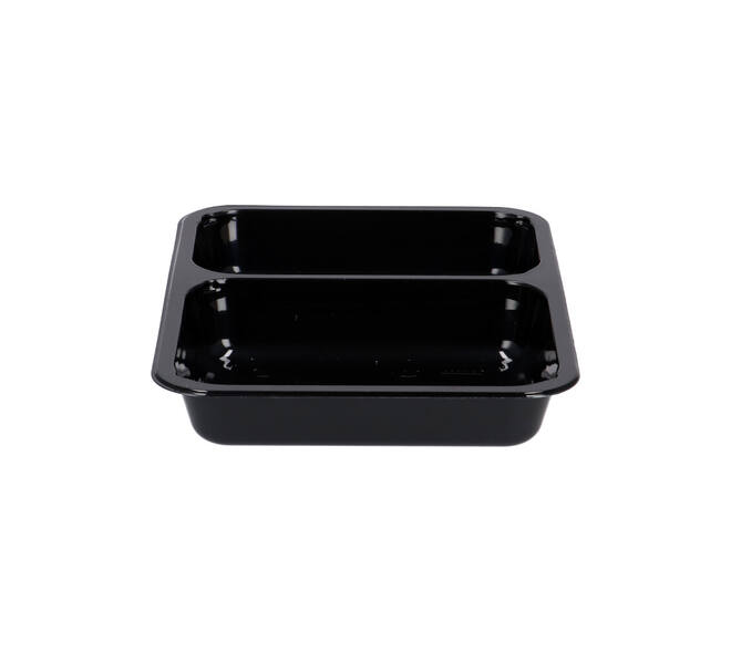 151305 - Menubak CPET 225 x 175 x 35 mm zwart 515/370 ml rechthoekig 2-vaks